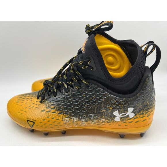 Under Armour Spotlight Lux 3026576-001 Yellow Black Football Cleats Men's Size 9 - Picture 2 of 12